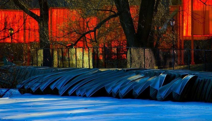 Christo, The Gates: Central Park, Loeb Boathouse